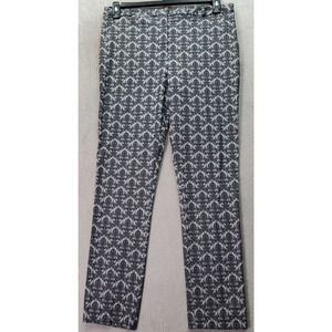 Atmosphere Pants Womens Size 14 Gray Floral Slash Pockets Flat Front‎ Skinny Leg